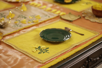 Yellow Marigold Jute Table Mats (Set of 6)