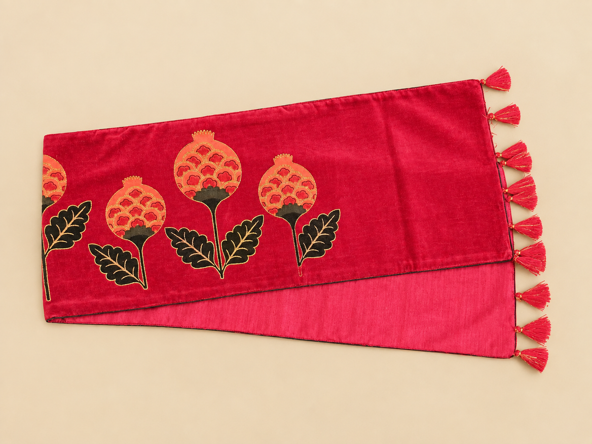 Red Anar Velvet Runner