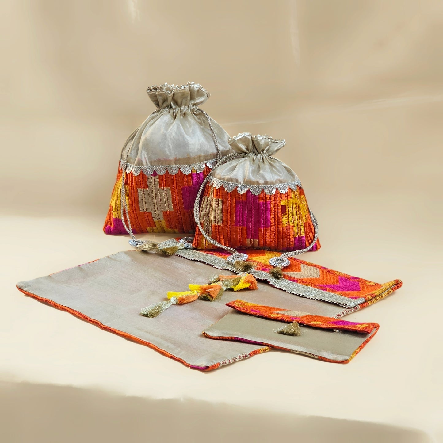 Phulkari Tissue Potli