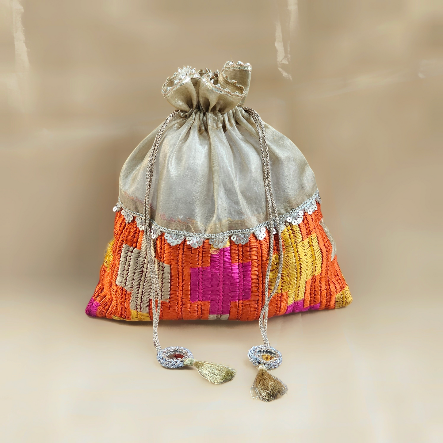Phulkari Tissue Potli