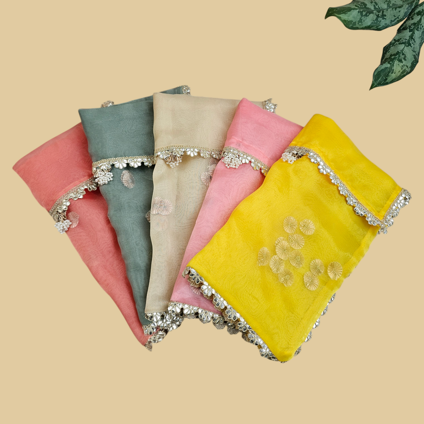 Gota Organza Saree Cover