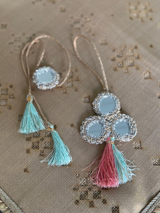 Sea Green Mirror Rakhi Set