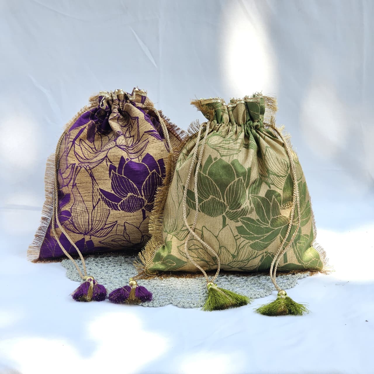 Lotus Silk Potli