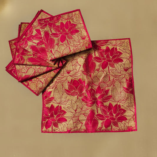 Pink Lotus Silk Table Mats (Set of 6)