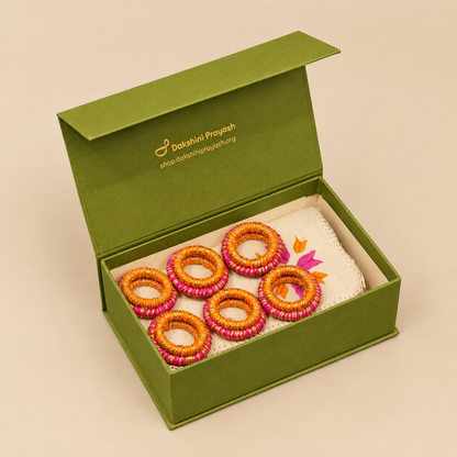 Orange-Pink Phulkari Table Mini Hamper