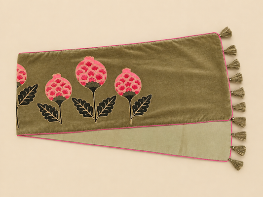 Olive Anar Velvet Runner