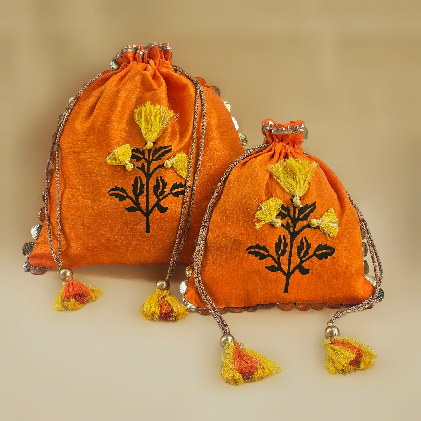 Marigold Silk Potli