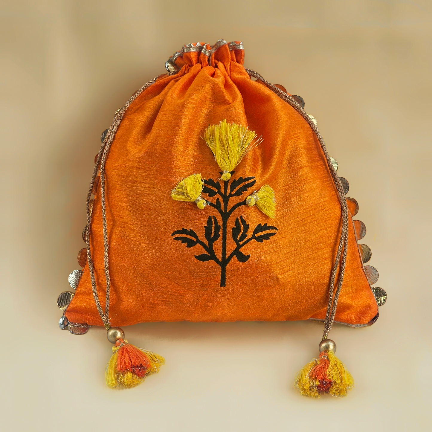 Marigold Silk Potli