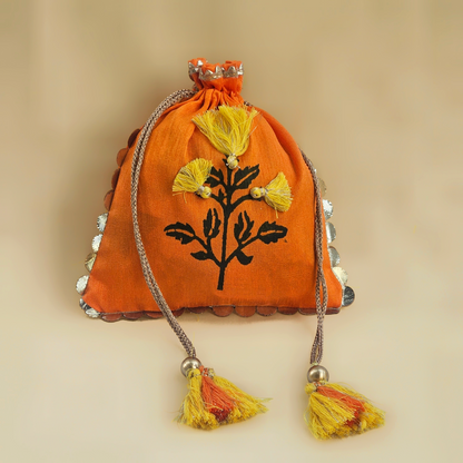 Marigold Silk Potli