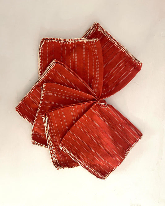 Orange Stripe Table Napkins (Set of 6)