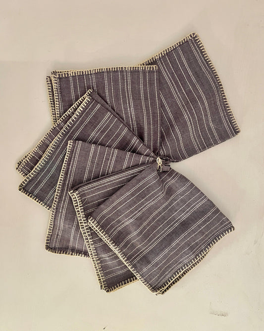 Grey Stripe Table Napkins (Set of 6)