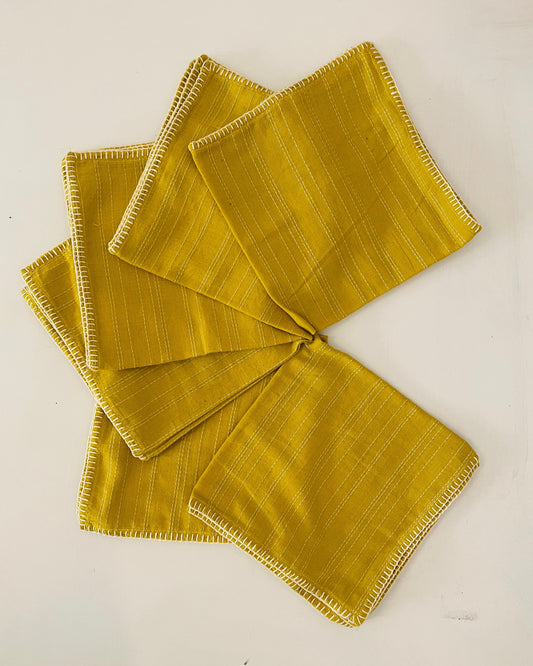 Yellow Stripe Table Napkins (Set of 6)