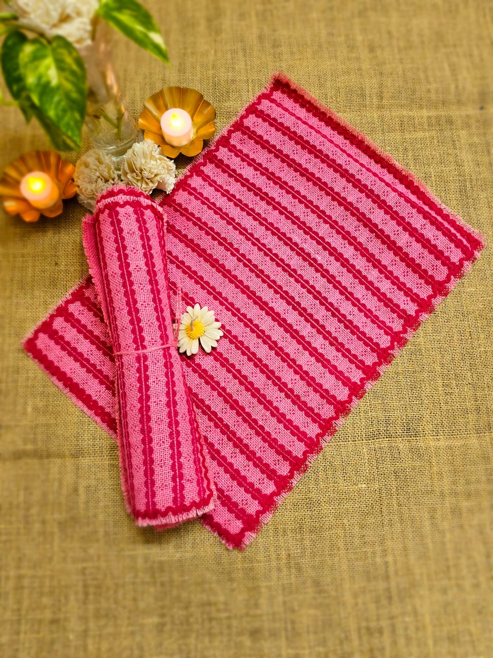 Pink Lace Table Mats (Set of 6)