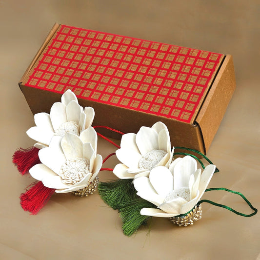 Red & Green Shola Ornaments (Set of 4)