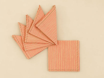 Red-Green Striped Napkins (Set of 6)