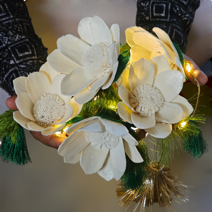 Green Christmas Shola LED Door Hangings (Set of 2)