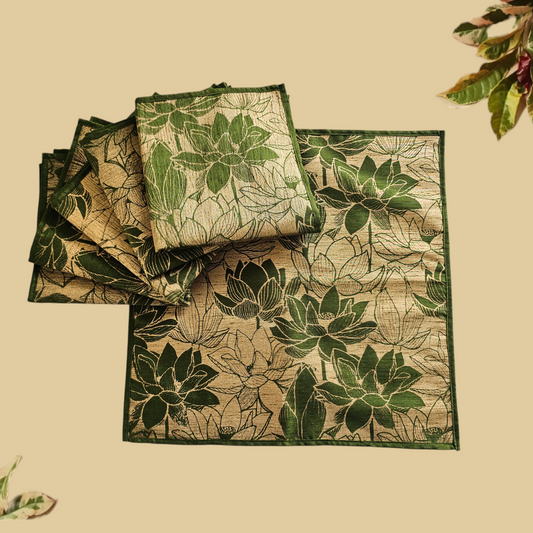 Green Lotus Silk Table Mats (Set of 6)