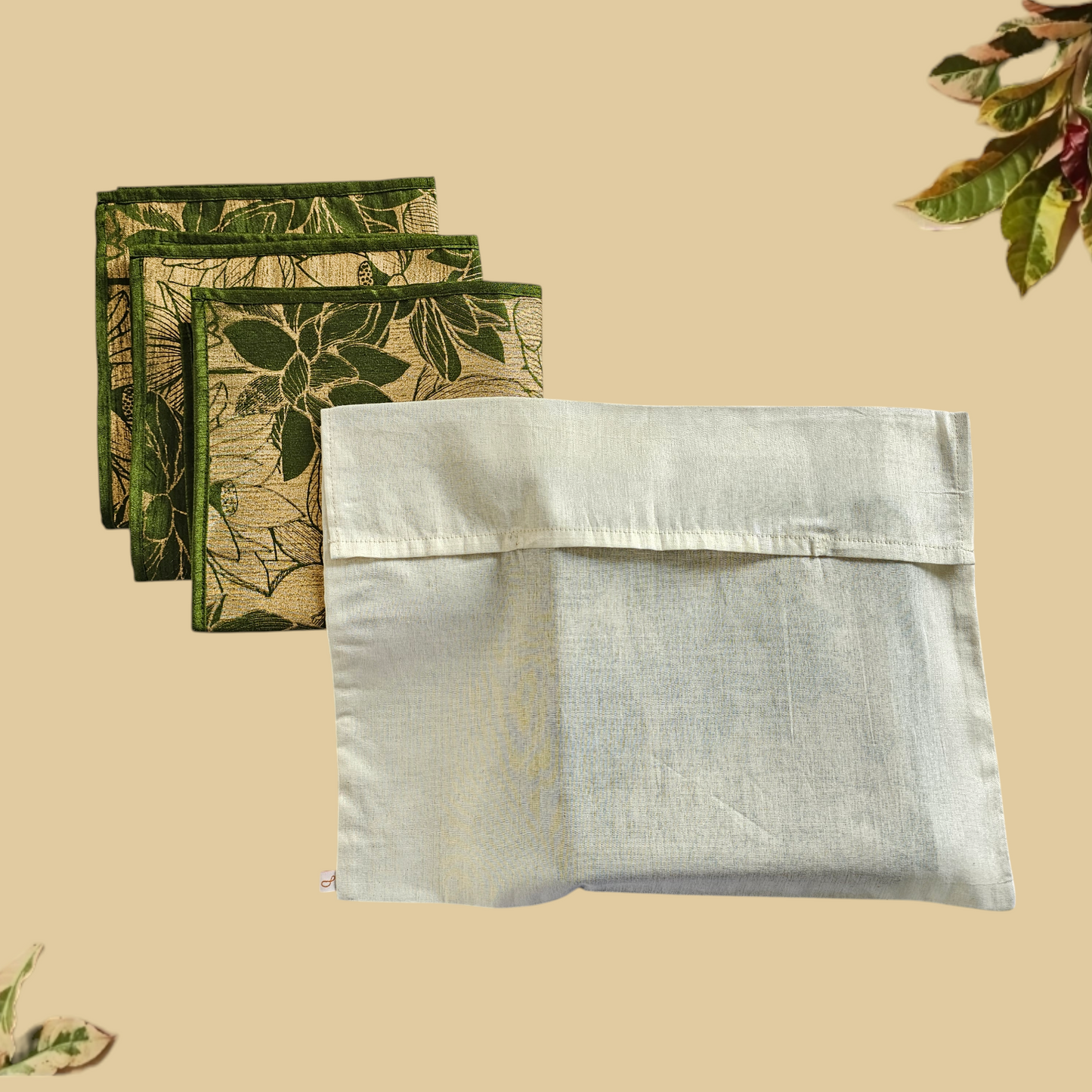 Green Lotus Silk Table Mats (Set of 6)