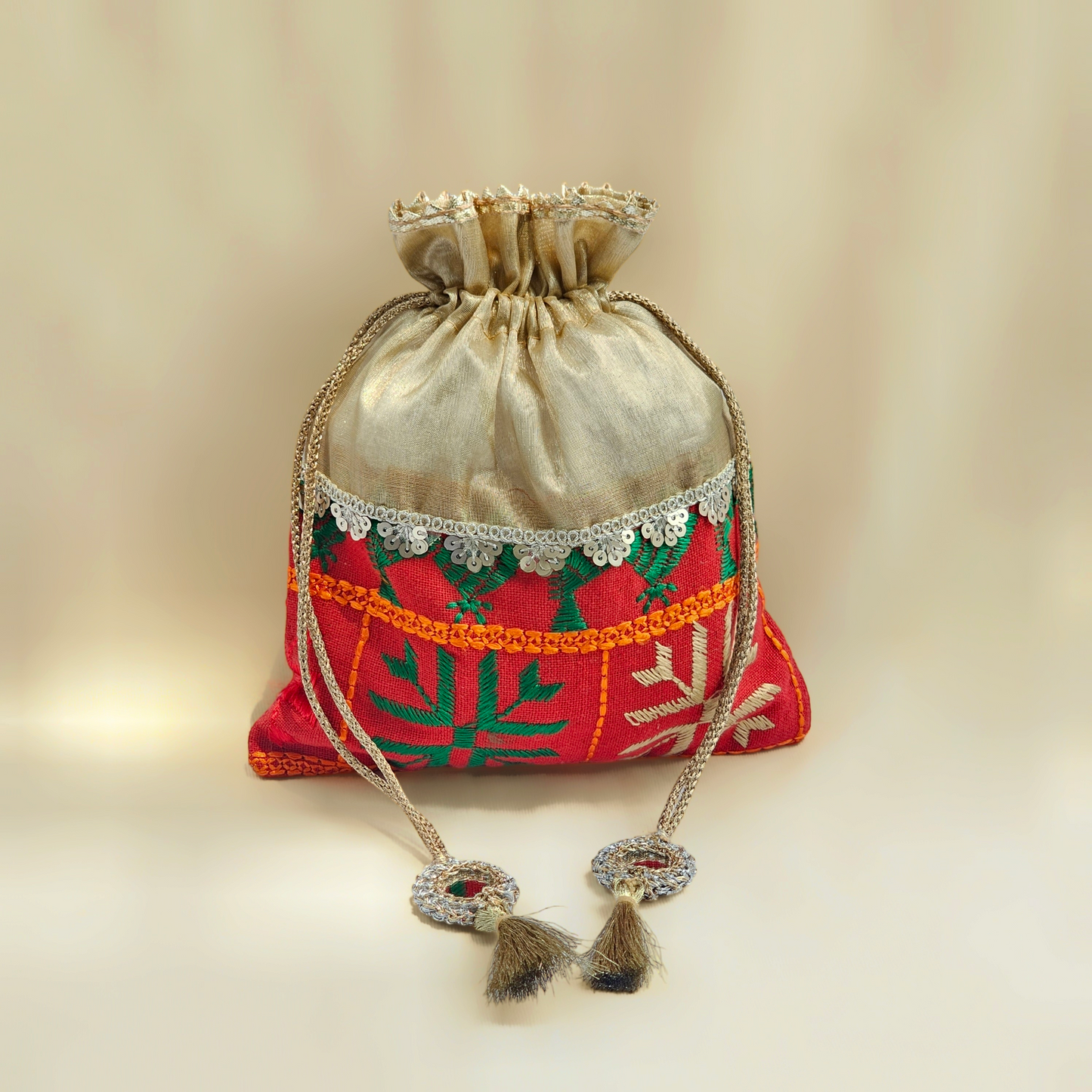 Phulkari Tissue Potli