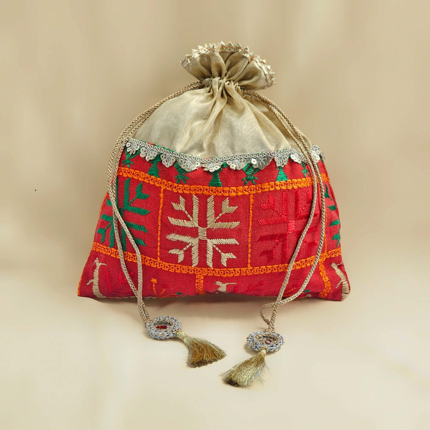 Phulkari Tissue Potli