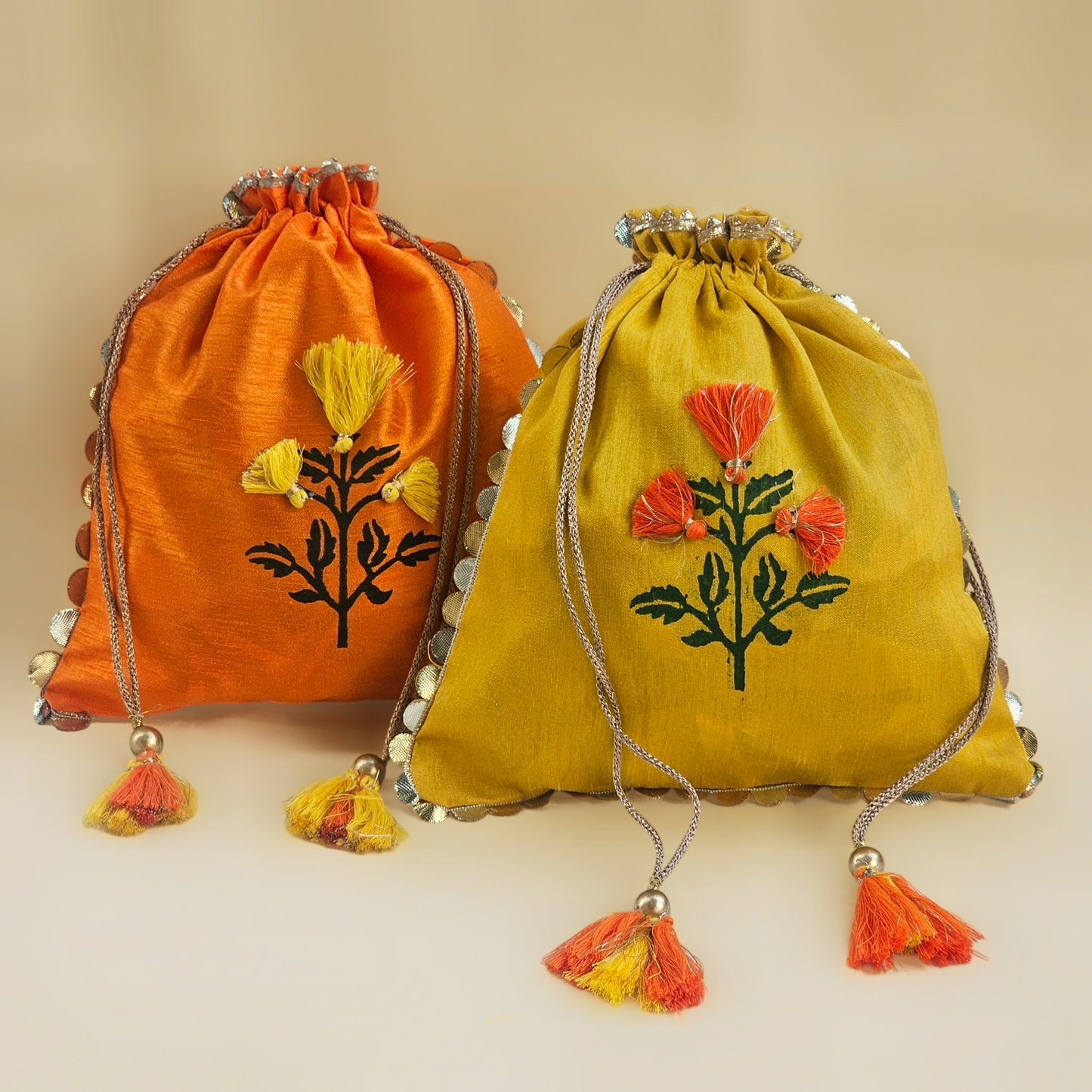 Marigold Silk Potli