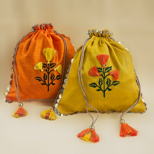 Marigold Silk Potli