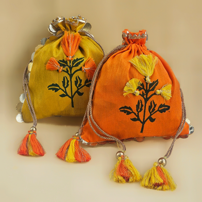 Marigold Silk Potli