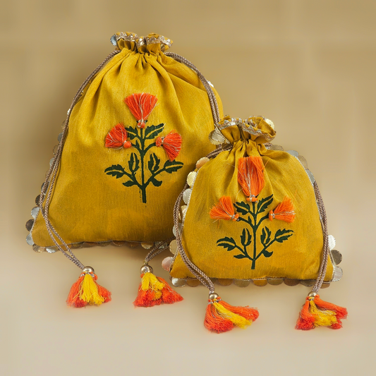 Marigold Silk Potli