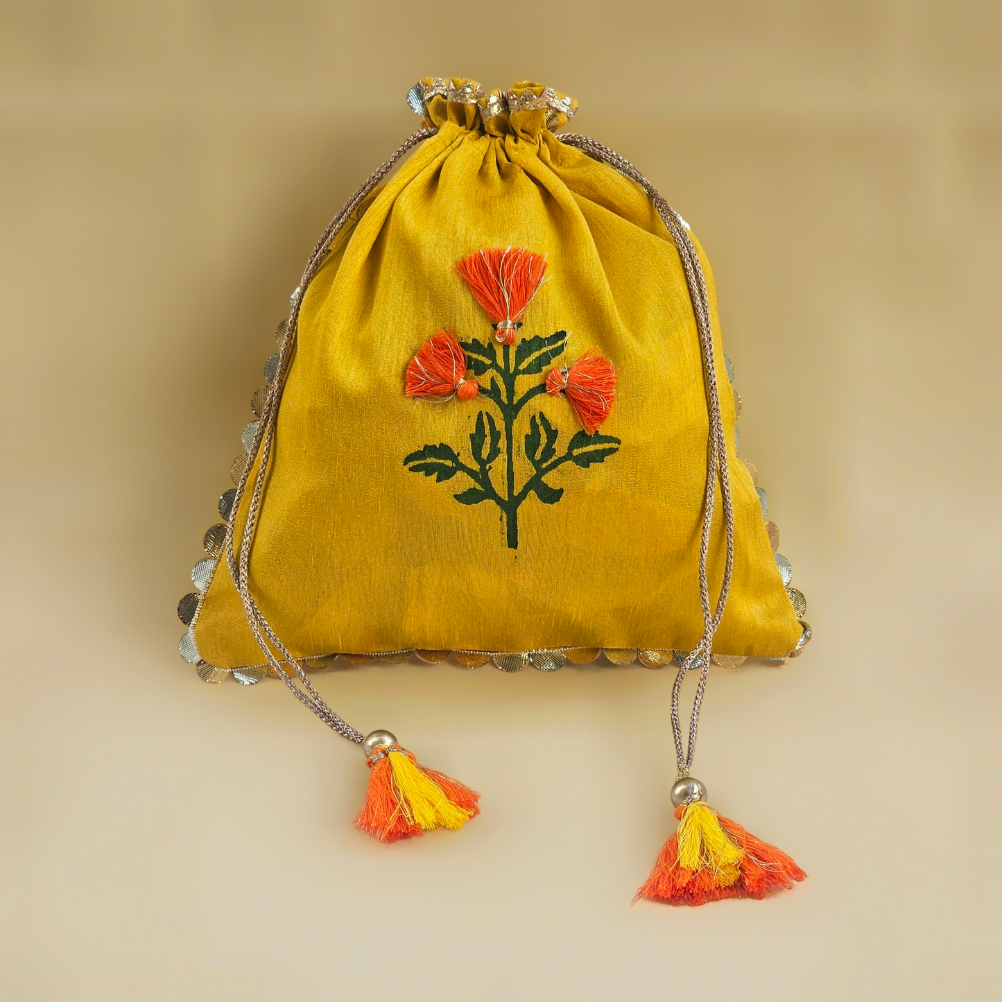 Marigold Silk Potli