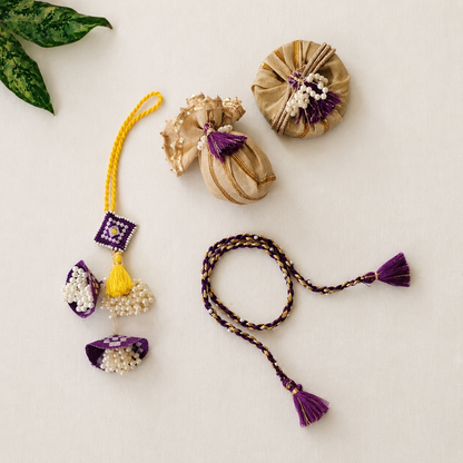 Purple Cheed Rakhi Set
