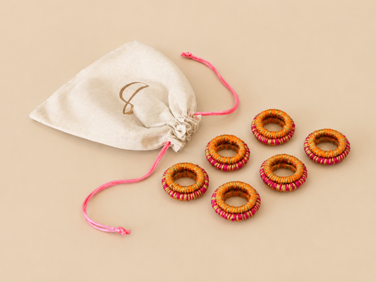Orange-Pink Napkin Rings (Set of 6)