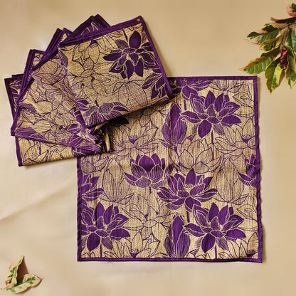 Purple Lotus Silk Table Mats (Set of 6)