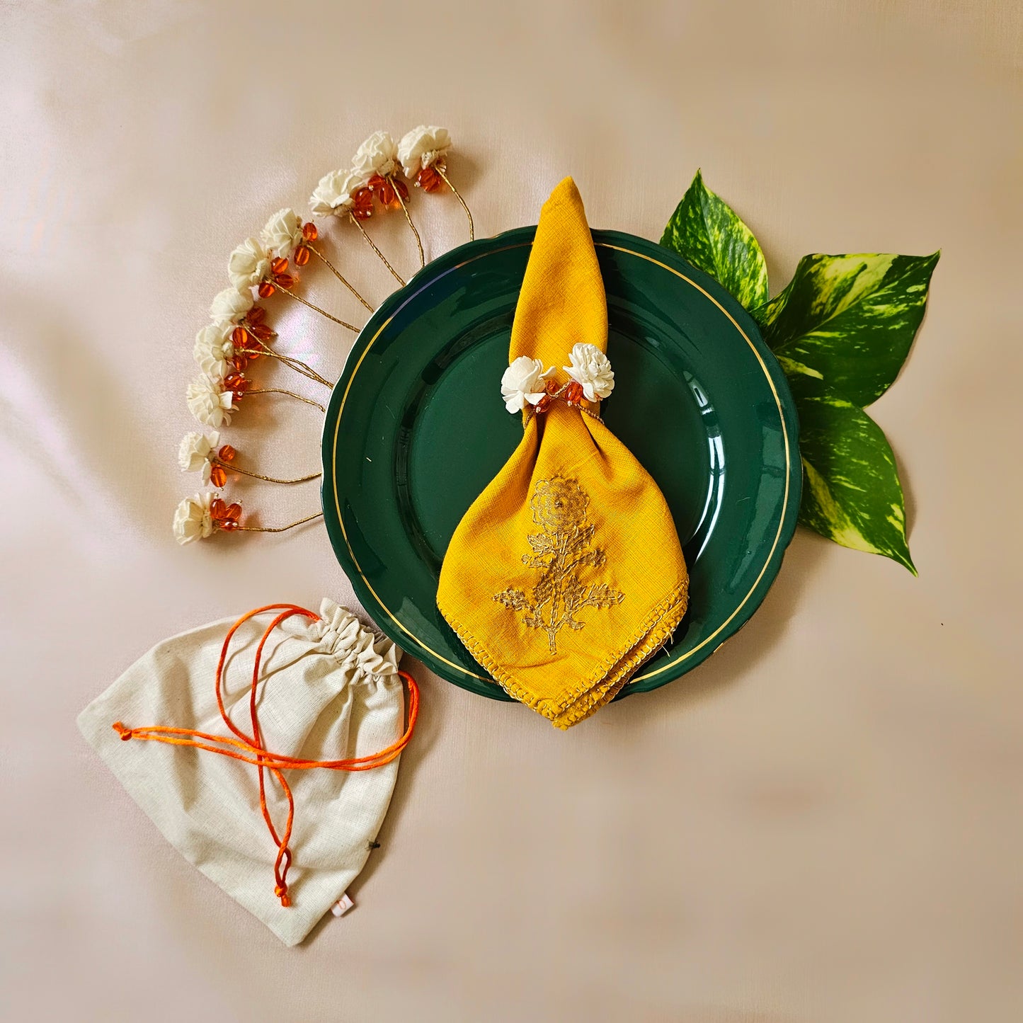 Orange Napkin Rings (Set of 6)