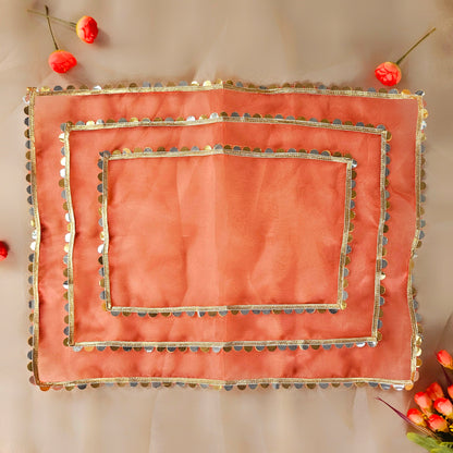 Orange Sitara Organza Tray Cover