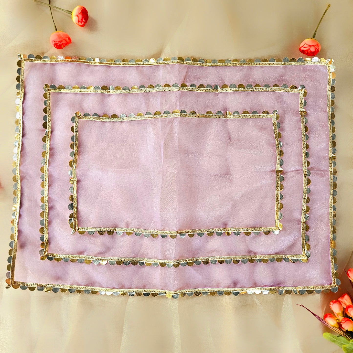 Purple Sitara Organza Tray Cover